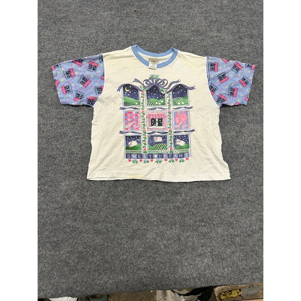 Simply Basic Pajama Top Womens Size M White Sweet Dreams Sheep Graphic Sleepwear